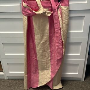 La Vie Style pink and cream stripe wrap skirt